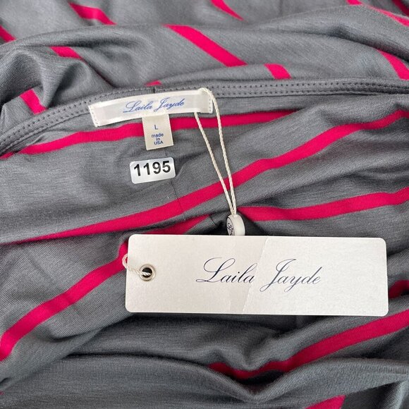 Laila Jayde Strapless Long Dress Gray Pink Striped Strapless Maxi For Women M - Picture 8 of 12